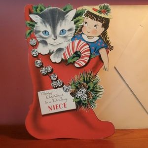 Vintage 1940s Unused Large Stand-Up Christmas Card